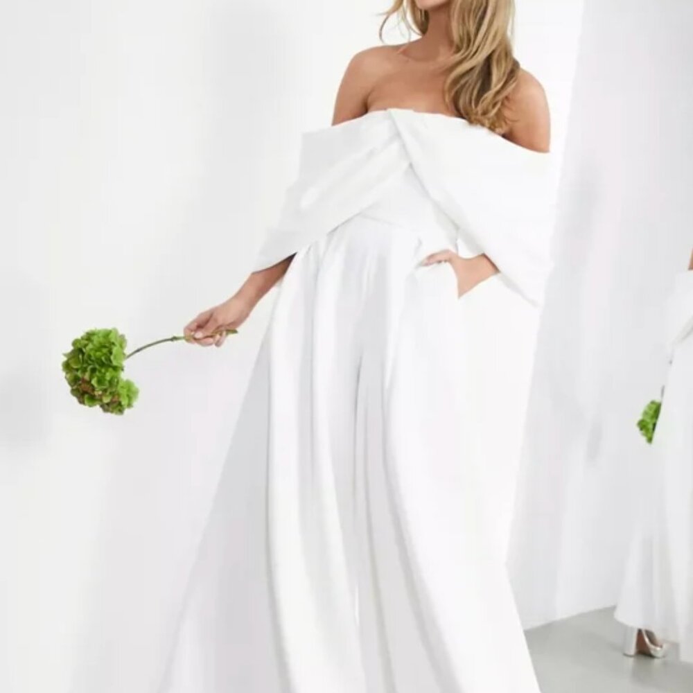 White Asos Bridal Jumpsuit Size 10